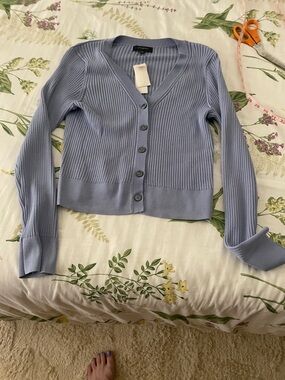 Banana Republic Lavender Ribbed V-Neck Button Cardigan